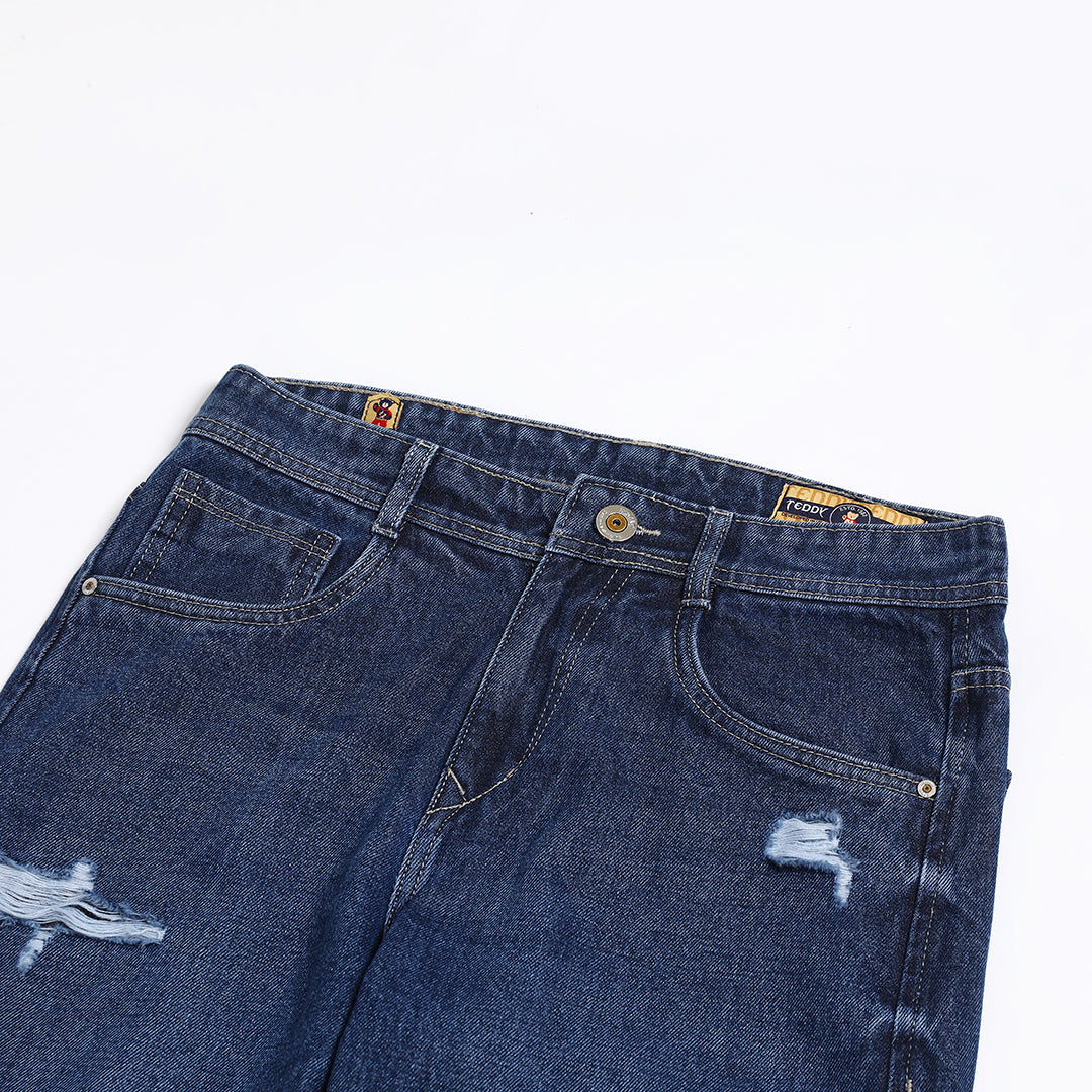 ARK BLUE BAGGY FIT DISTRESSED JEANS TEDDY TEDDY 4713-1