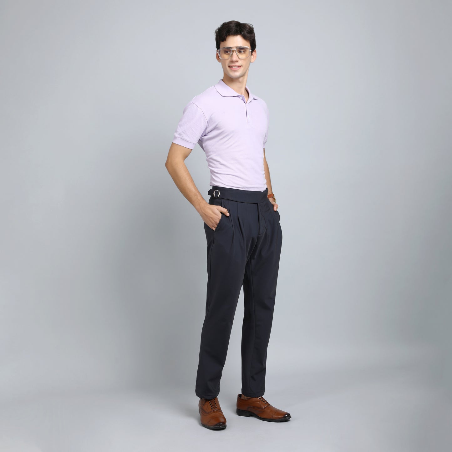 OYSTER BLACK GREY SLIM FIT GURKHA TROUSERS 4797-4