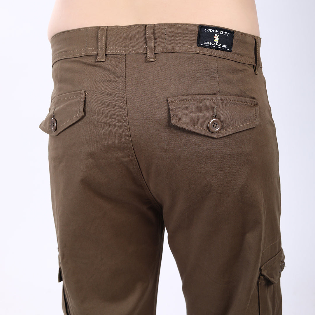 Men's Relaxed Fit Brown Stretch Cotton Cargo Pants – Streetwear Utility Style 4801-3