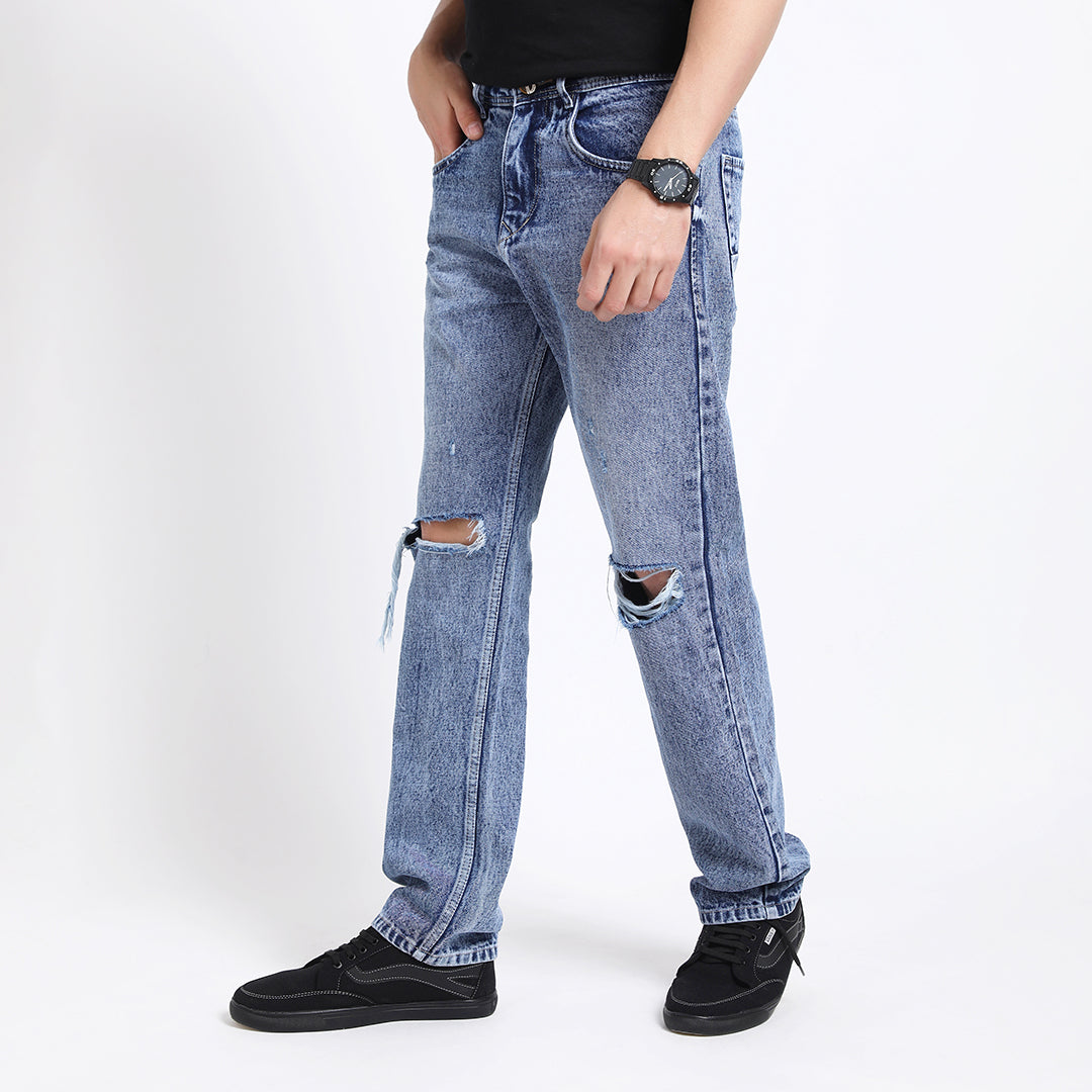 MED BLUE BAGGY FIT JEAN TEDDY 4719-2