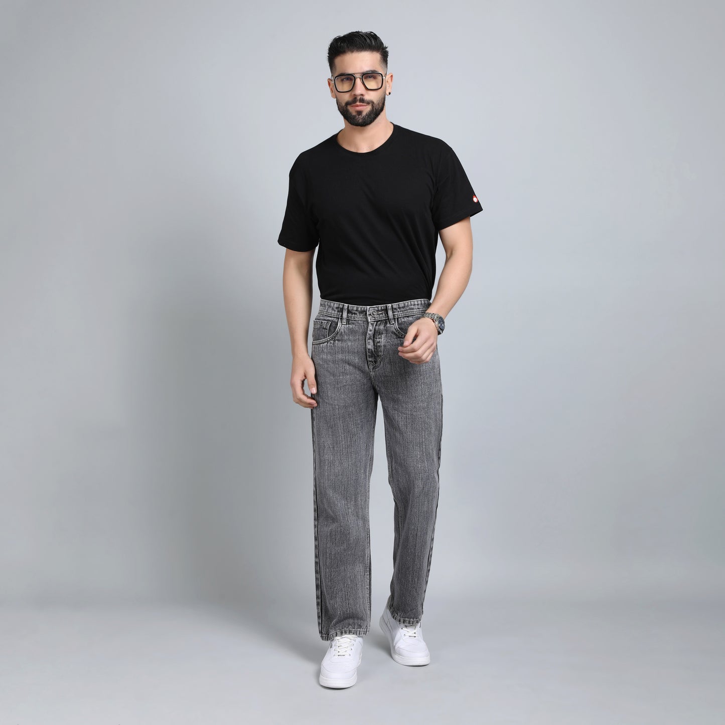 LIGHT GREY BAGGY FIT JEAN TEDDY 4753-2