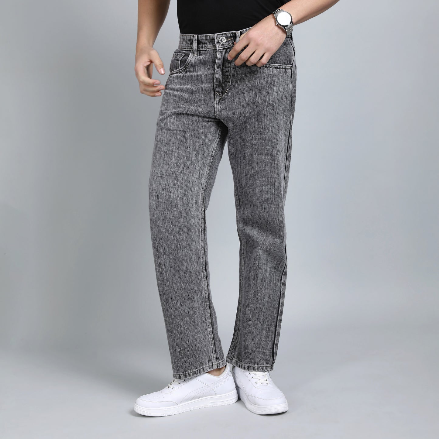 LIGHT GREY BAGGY FIT JEAN TEDDY 4753-2