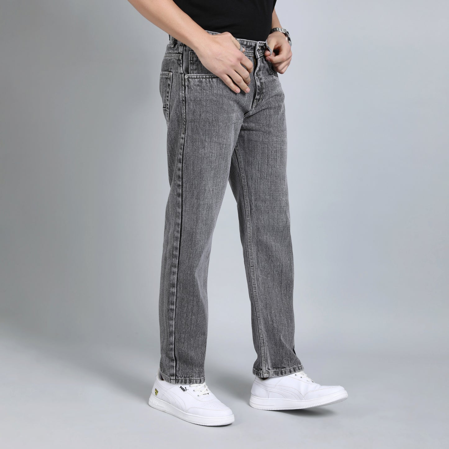 LIGHT GREY BAGGY FIT JEAN TEDDY 4753-2
