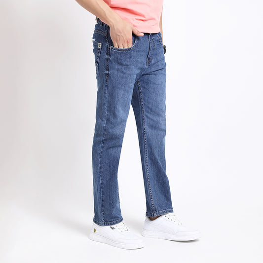 BLUE BAGGY FIT JEAN TEDDY 4678-1