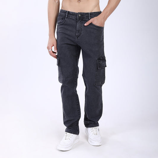DARK GREY BAGGY CARGO FIT JEAN OVERDYED 4898-3