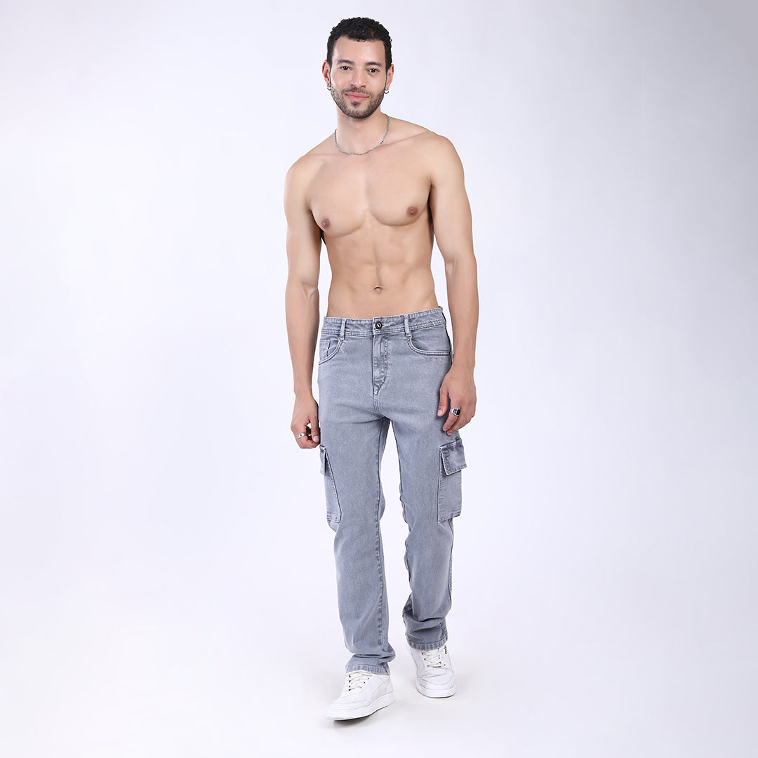 LIGHT GREY BAGGY CARGO FIT JEAN OVERDYED 4898-2
