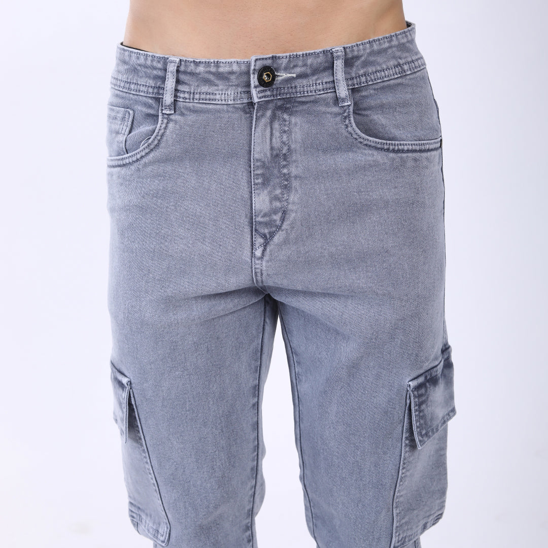 LIGHT GREY BAGGY CARGO FIT JEAN OVERDYED 4898-2