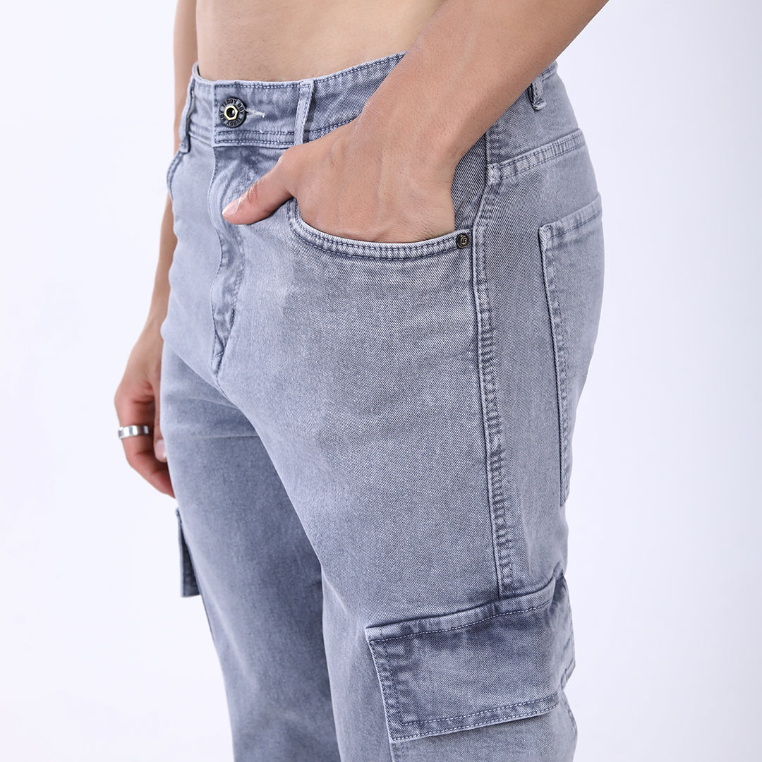 LIGHT GREY BAGGY CARGO FIT JEAN OVERDYED 4898-2