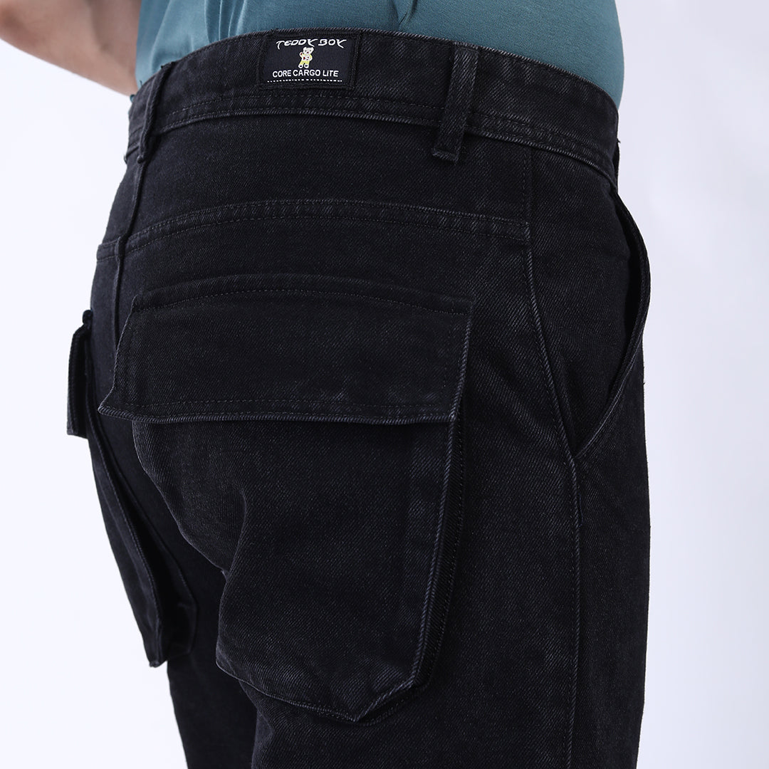 BLACK BAGGY CARGO FIT JEAN 4868-1