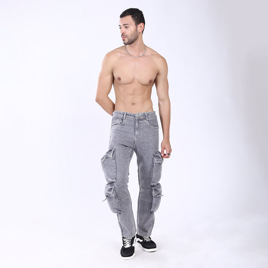 GREY BAGGY CARGO FIT JEAN 4810-1