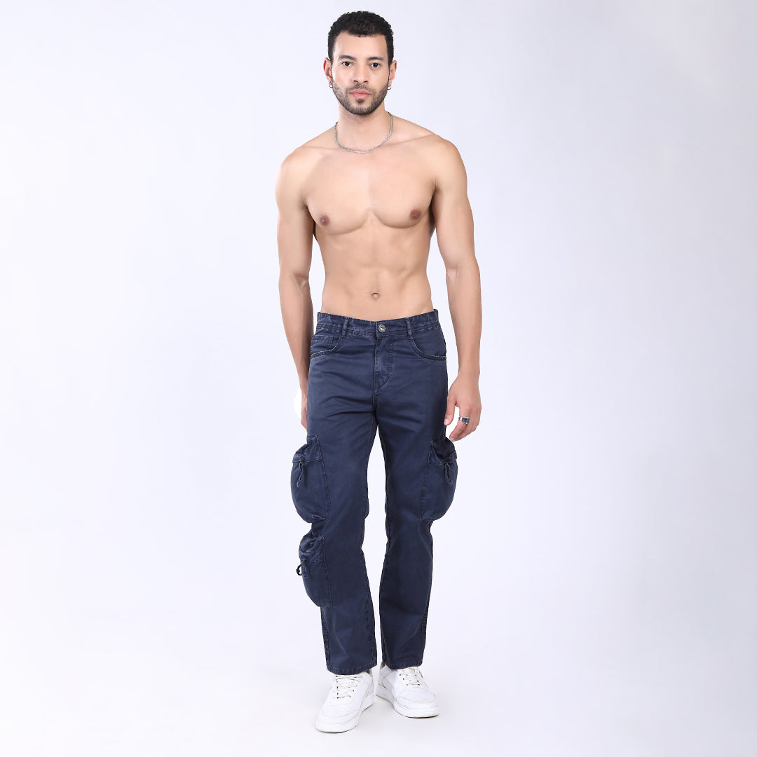 Dark GREY BAGGY CARGO FIT JEANS WITH LARGE POCKET 4899-2