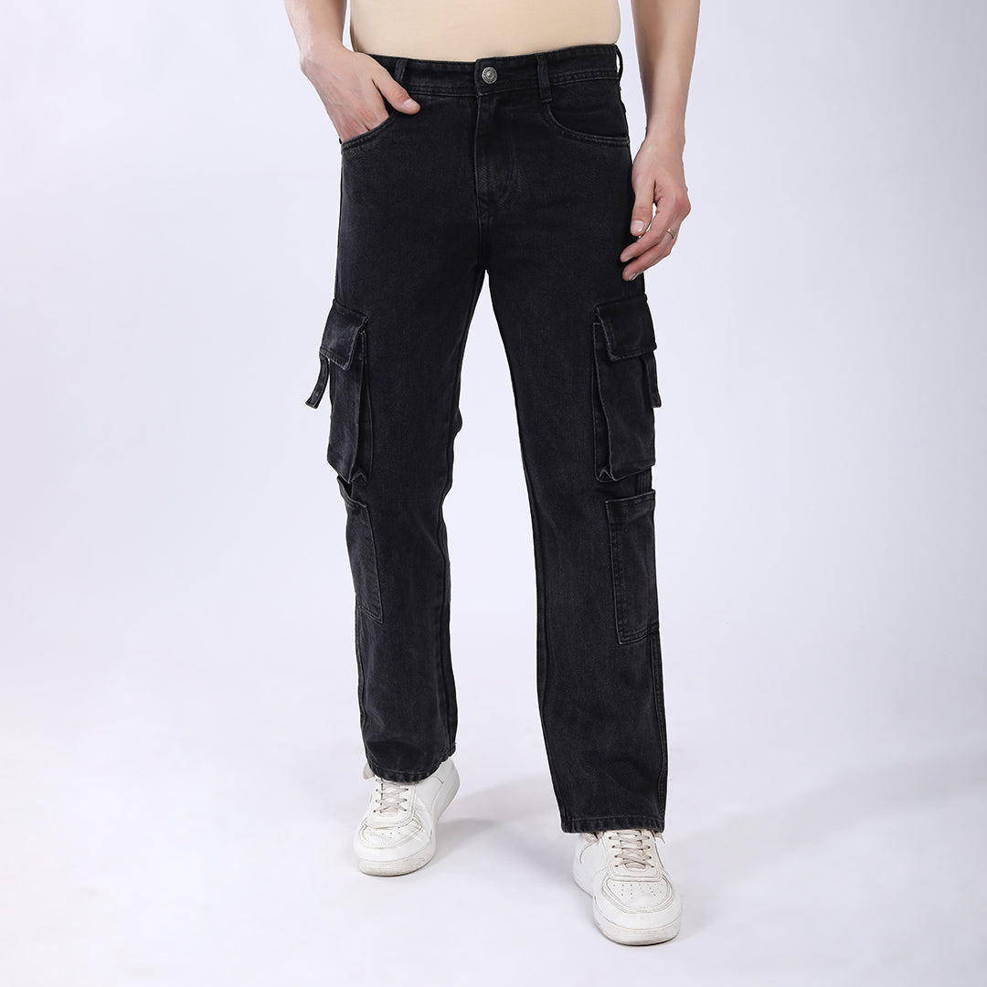 DARK GREY BAGGY CARGO FIT JEAN 4819-1