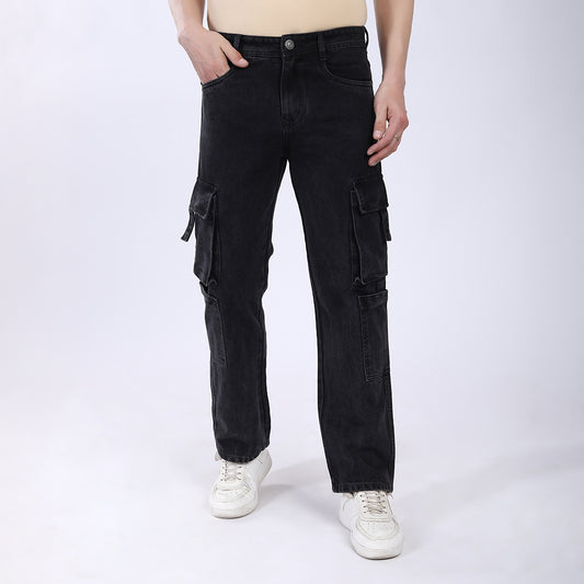DARK GREY BAGGY CARGO FIT JEAN 4819-1