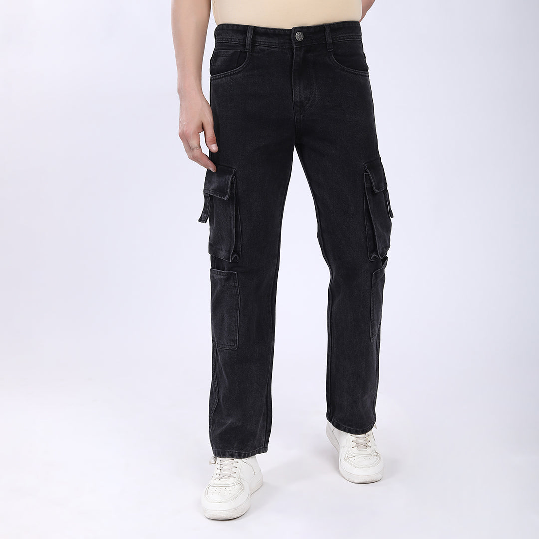 DARK GREY BAGGY CARGO FIT JEAN 4819-1