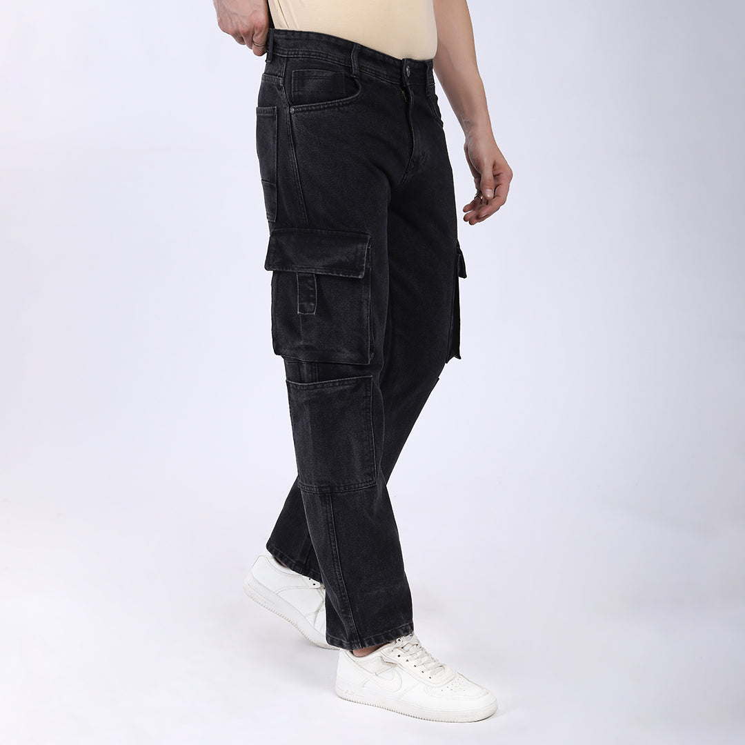 DARK GREY BAGGY CARGO FIT JEAN 4819-1