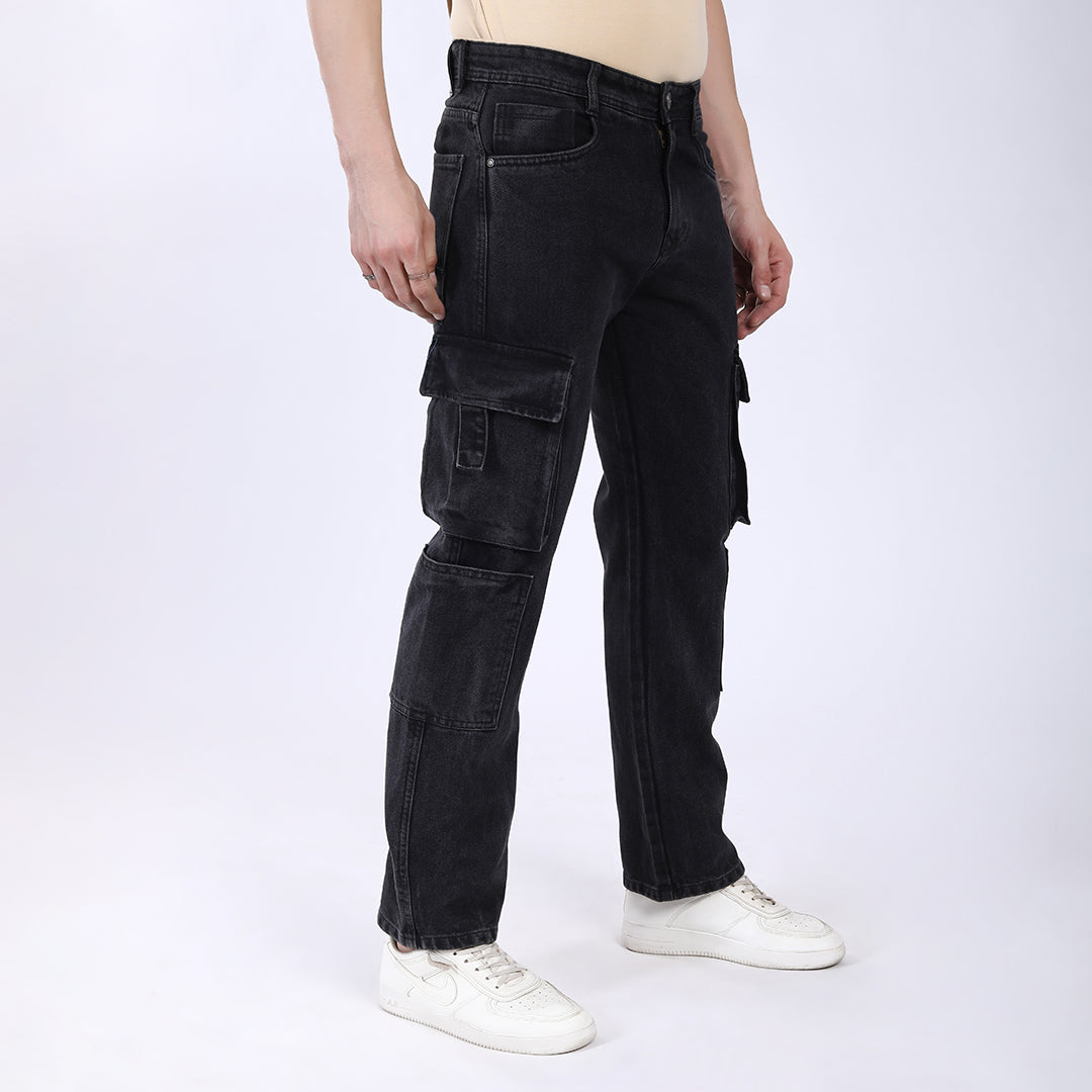 DARK GREY BAGGY CARGO FIT JEAN 4819-1