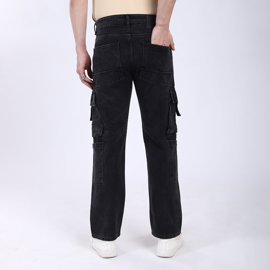 DARK GREY BAGGY CARGO FIT JEAN 4819-1