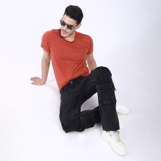 DARK GREY BAGGY CARGO FIT JEAN 4820-1