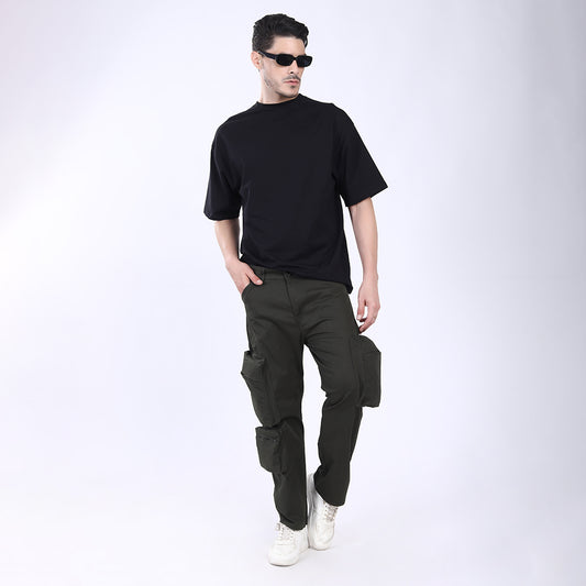 Men's Relaxed Fit Mehandi Stretch Cotton Cargo Pants – Streetwear Large pocket Style 4809-7