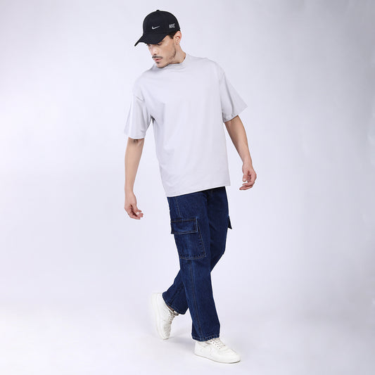DARK BLUE BAGGY CARGO FIT JEANS 4906-1