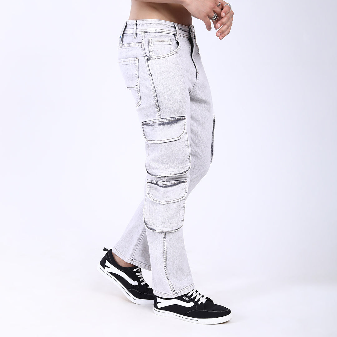 LIGHT GREY BAGGY CARGO FIT JEAN OVERDYED 4816-2