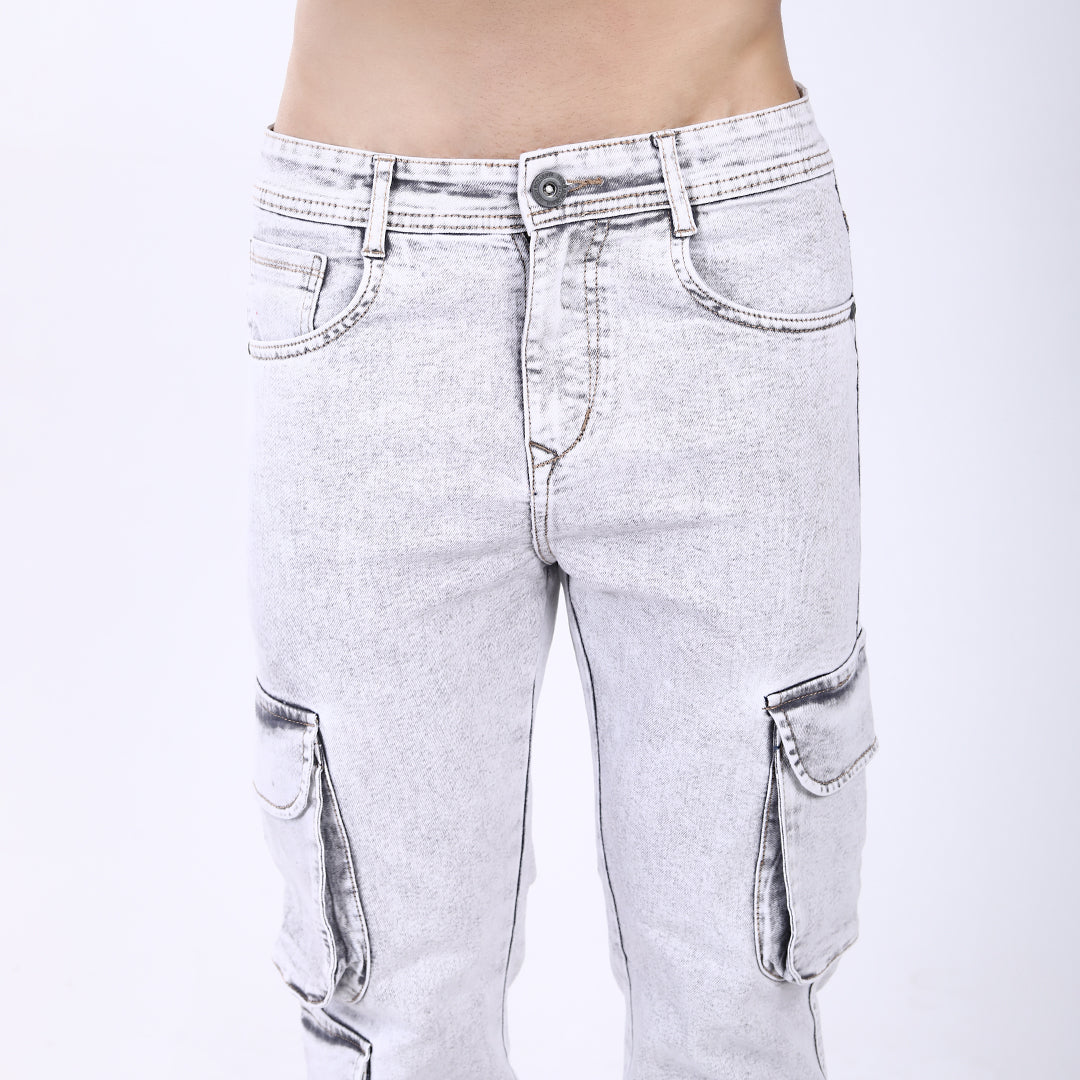LIGHT GREY BAGGY CARGO FIT JEAN OVERDYED 4816-2