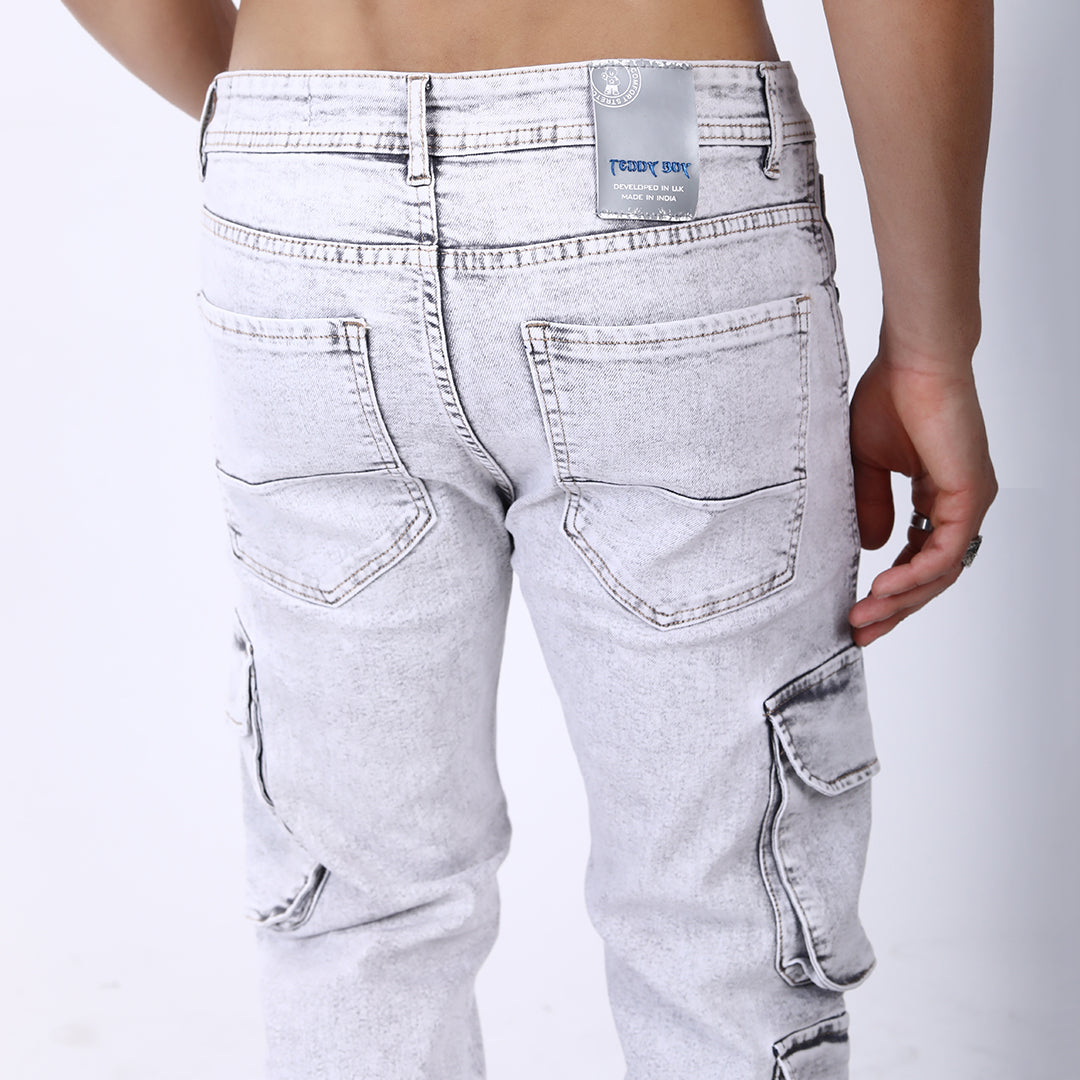 LIGHT GREY BAGGY CARGO FIT JEAN OVERDYED 4816-2