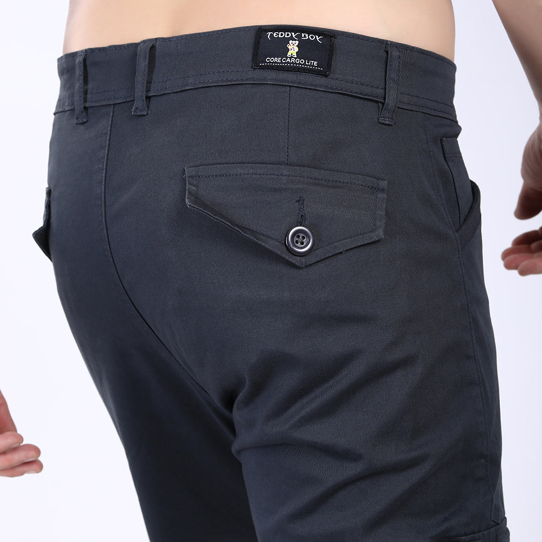Men's Relaxed Fit Navy Blue Stretch Cotton Cargo Pants – Streetwear Utility Style 4802-6