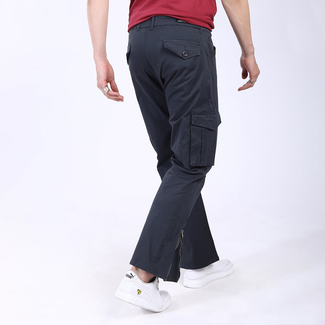 Men's Relaxed Fit Navy Blue Stretch Cotton Cargo Pants – Streetwear Utility Style 4802-6