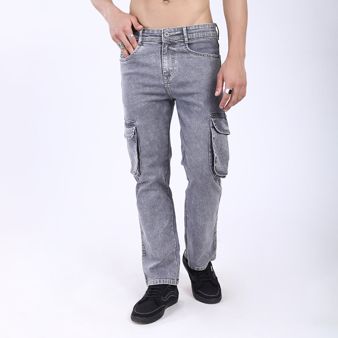 LIGHT GREY BAGGY CARGO FIT JEAN OVERDYED 4815-1