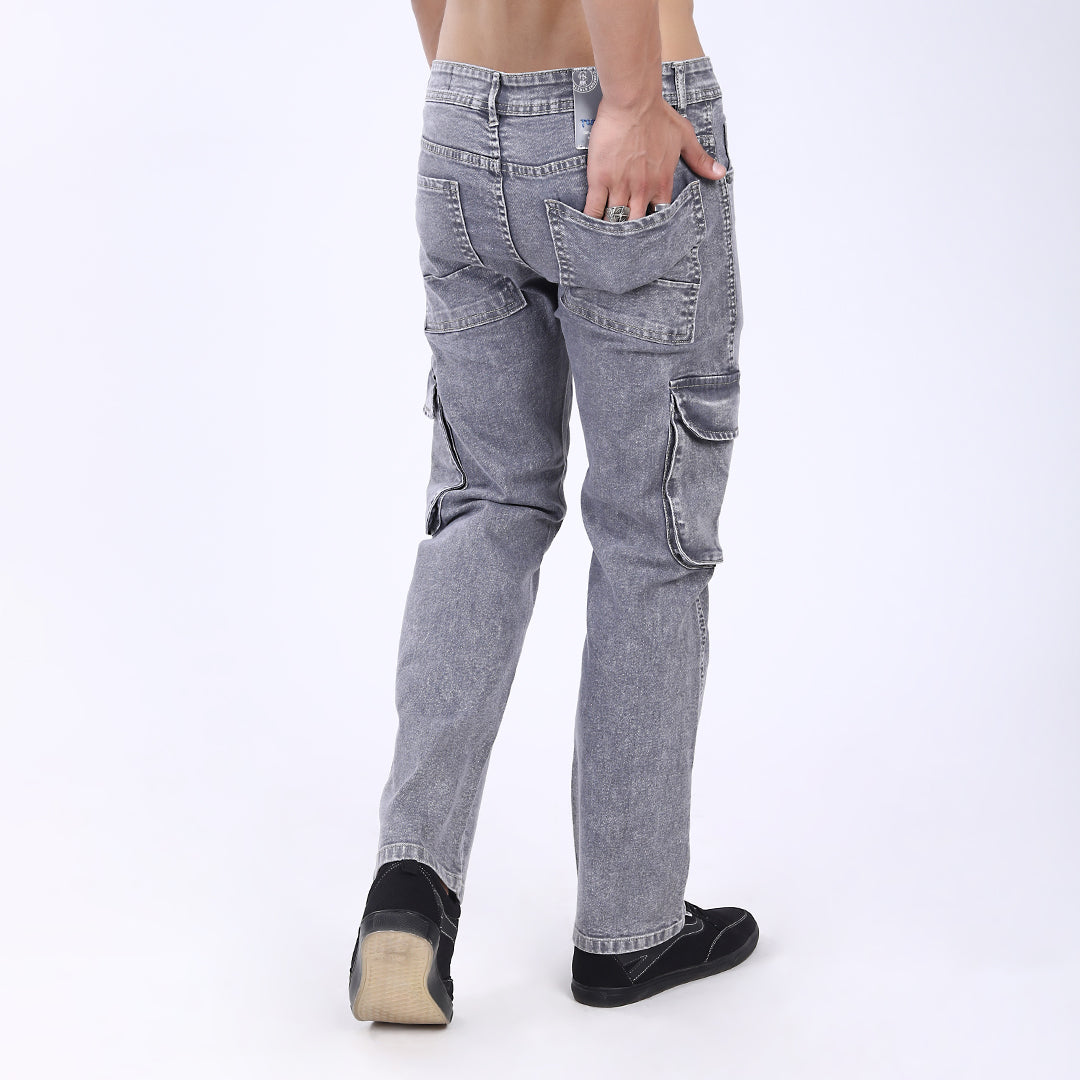 LIGHT GREY BAGGY CARGO FIT JEAN OVERDYED 4815-1