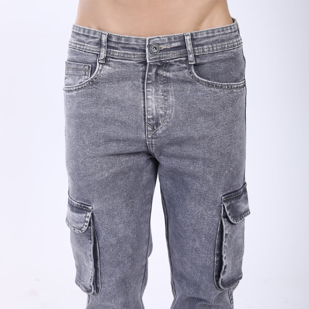 LIGHT GREY BAGGY CARGO FIT JEAN OVERDYED 4815-1