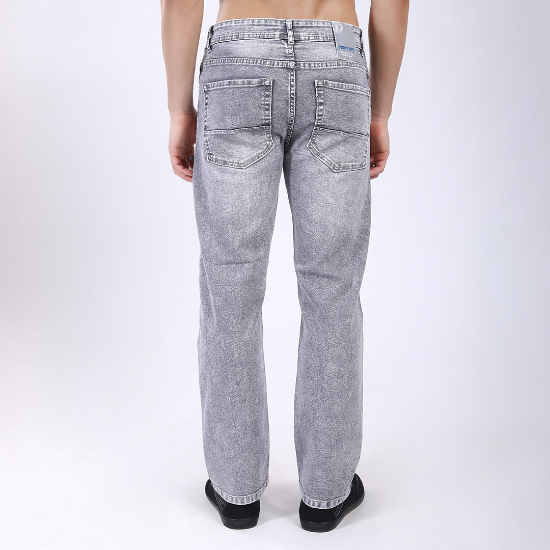 LIGHT GREY BAGGY FIT DISTRESSED JEANS STYLE 4811-2
