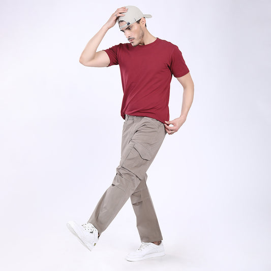 Men's Relaxed Fit Lt. Grey Stretch Cotton Cargo Pants – Streetwear Utility Style 4802-5