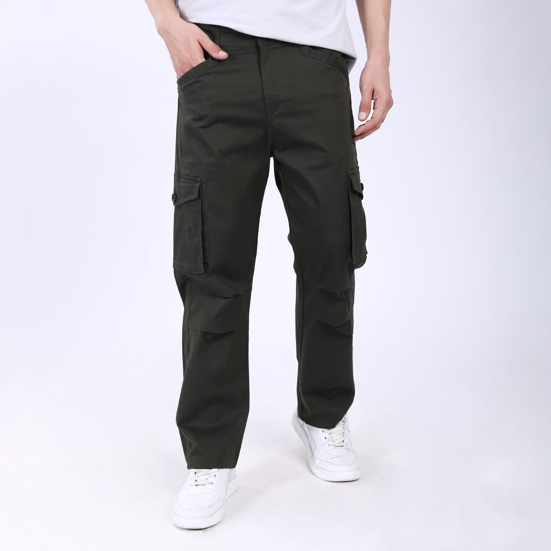 Men's Relaxed Fit Dark Grey Stretch Cotton Cargo Pants – Streetwear Utility Style 4802-7