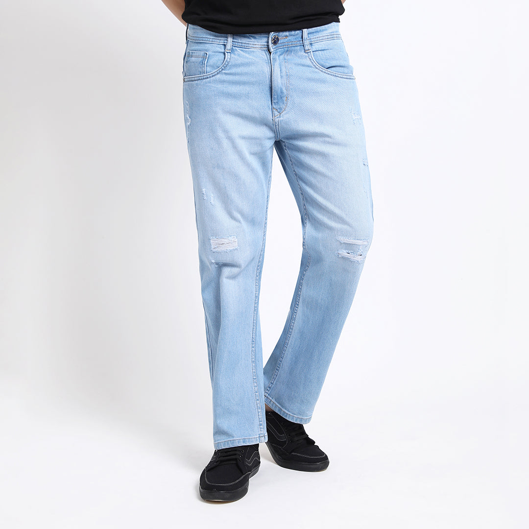 LIGHT BLUE DISTRESSED BAGGY FIT JEANS TEDDY 4670-2