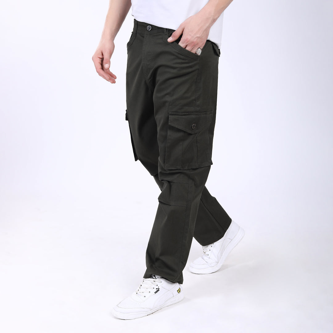 Men's Relaxed Fit Dark Grey Stretch Cotton Cargo Pants – Streetwear Utility Style 4802-7