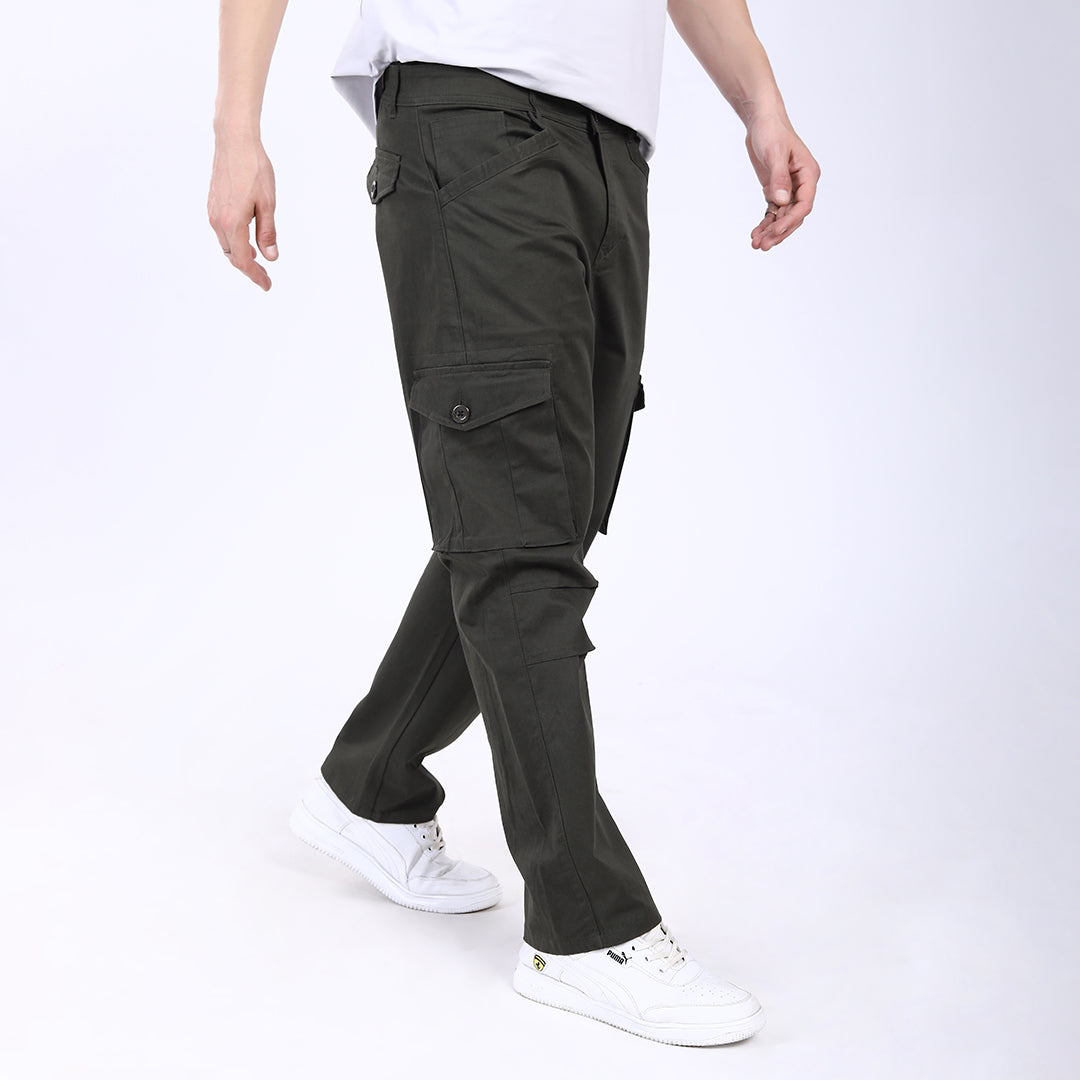Men's Relaxed Fit Dark Grey Stretch Cotton Cargo Pants – Streetwear Utility Style 4802-7