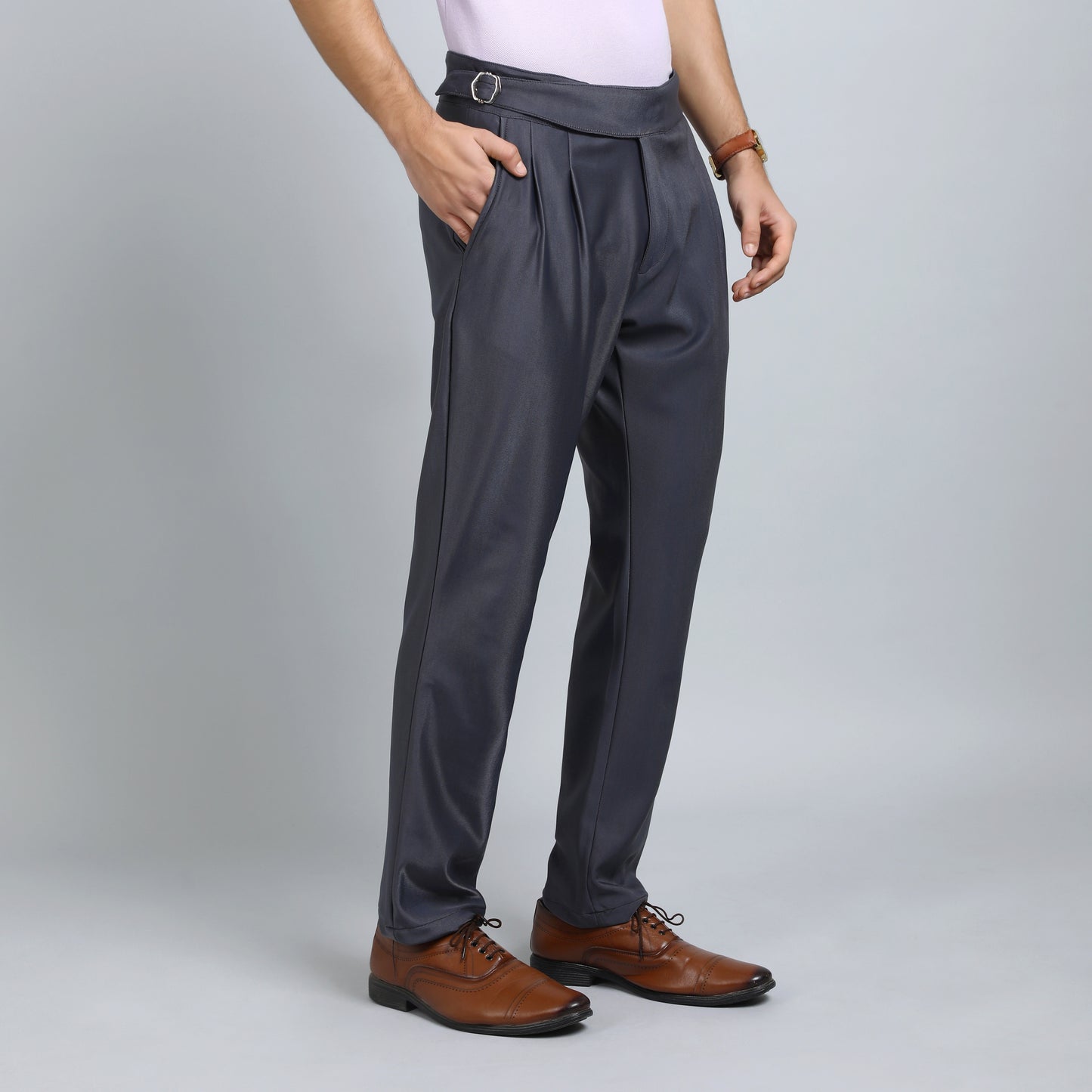 ULIMATE GREY SLIM  FIT GURKHA TROUSERS 4798-2