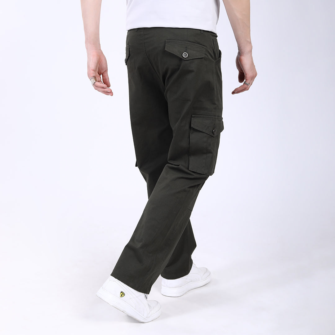 Men's Relaxed Fit Dark Grey Stretch Cotton Cargo Pants – Streetwear Utility Style 4802-7