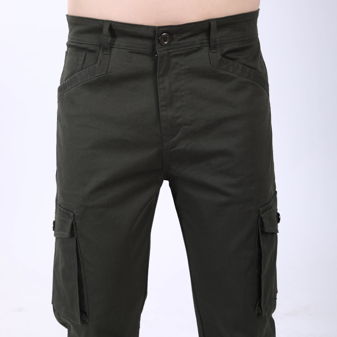 Men's Relaxed Fit Dark Grey Stretch Cotton Cargo Pants – Streetwear Utility Style 4802-7