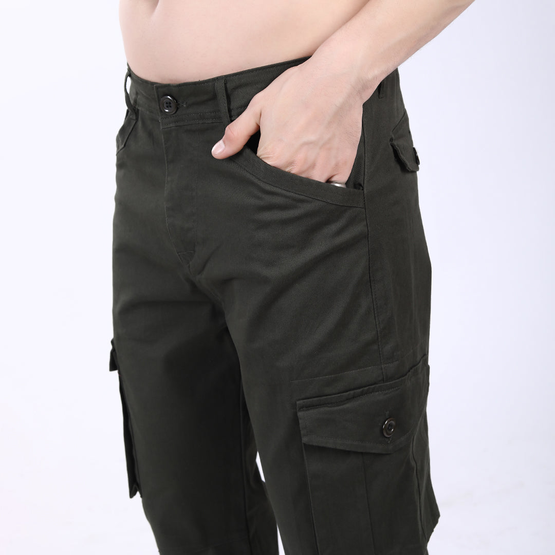 Men's Relaxed Fit Dark Grey Stretch Cotton Cargo Pants – Streetwear Utility Style 4802-7