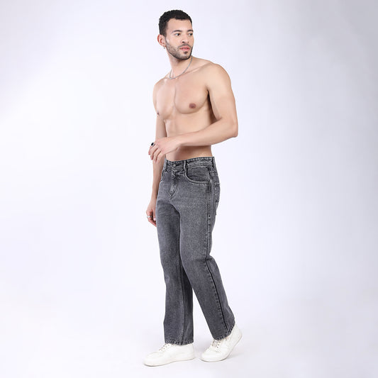 LIGHT GREY BAGGY FIT JEAN TEDDY 4872-2