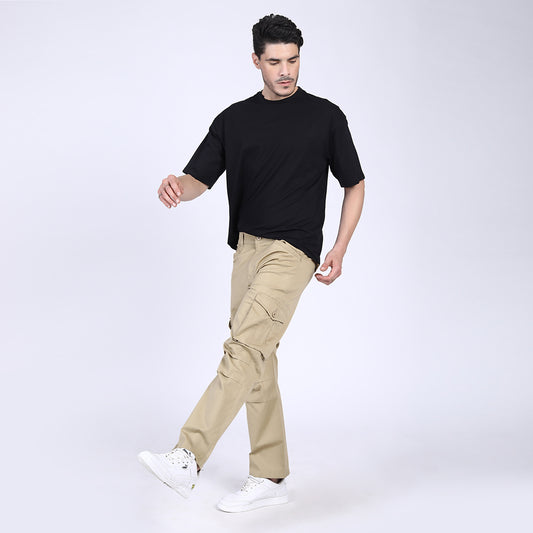 Men's Relaxed Fit Lt. Brown Stretch Cotton Cargo Pants – Streetwear Utility Style 4802-2